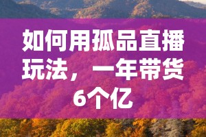 如何用孤品直播玩法，一年带货6个亿